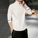 Camiseta Masculina Manga Longa Gola Alta com Bordado, Estilo Streetwear