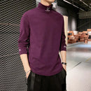 Camiseta Masculina Manga Longa Gola Alta com Bordado, Estilo Streetwear