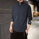 Camiseta Masculina Manga Longa Gola Alta com Bordado, Estilo Streetwear