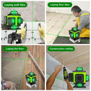Instrumento de nível a laser autonivelante de alta precisão 360 ° com bateria de 3000 mAh Laser verde de alta potência 3D/4D 12/16 linhas Laser Vert