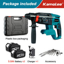 Kamolee 2000W 10600IPM Brushless Cordless Rotary Hammer Broca Recarregável Electric Hammer Impact Broca Para Makita Bateria