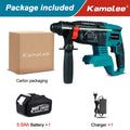 Kamolee 2000W 10600IPM Brushless Cordless Rotary Hammer Drill Rechargeable Electric Hammer Impact Drill For Makita Battery