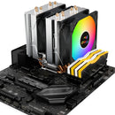 GMRGB 6 Heat Pipes CPU Cooler: Arrefecimento eficiente, iluminação RGB personalizável e ventoinha silenciosa para Intel e AMD.