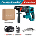 Kamolee 2000W 10600IPM Brushless Cordless Rotary Hammer Broca Recarregável Electric Hammer Impact Broca Para Makita Bateria