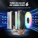 GMRGB 6 Heat Pipes CPU Cooler: Arrefecimento eficiente, iluminação RGB personalizável e ventoinha silenciosa para Intel e AMD.