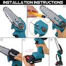 Kamolee Brushless Electric Chain Saw 8 Inch Mini Chainsaw Wood Cutter Pruning Garden Power Tool For Makita 18V Battery